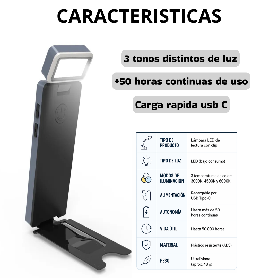Luz Led Recargable para leer